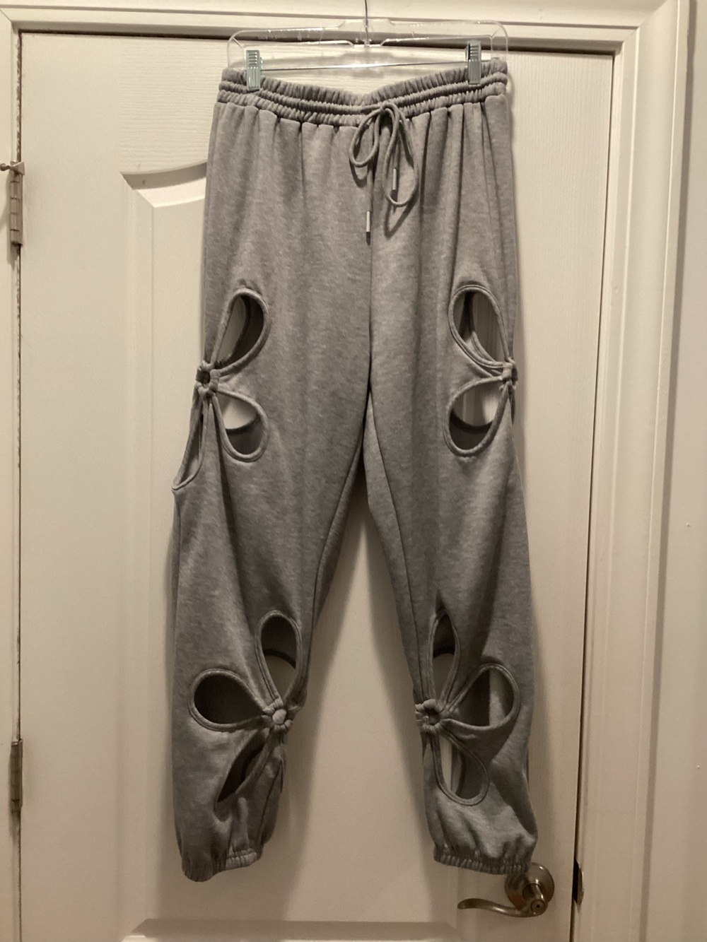 Gray Cutout Knot Jogger Pants